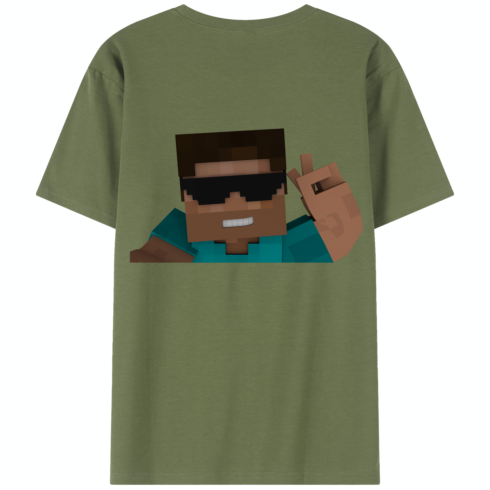 （画像用） マインクラフト ブロックの世界 Minecraft MC Block world 綿100％半袖Tシャツ（背面プリント）